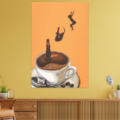 Koffieliefhebber Duiken Pop Kunst Kunstwerk Oranje Canvas Afdruk (Insitu (Woonkamer))