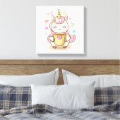 Koffieliefhebber Eenhoorn (1) Canvas Afdruk (Insitu (Slaapkamer))
