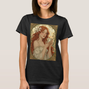 Koffieliefhebber En Lelie Bloemen Art Nouveau T-shirt