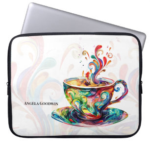 Koffieliefhebber gepersonaliseerd laptop sleeve
