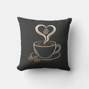 Koffieliefhebber Hart Stoom Minimalistisch Ontwerp Kussen