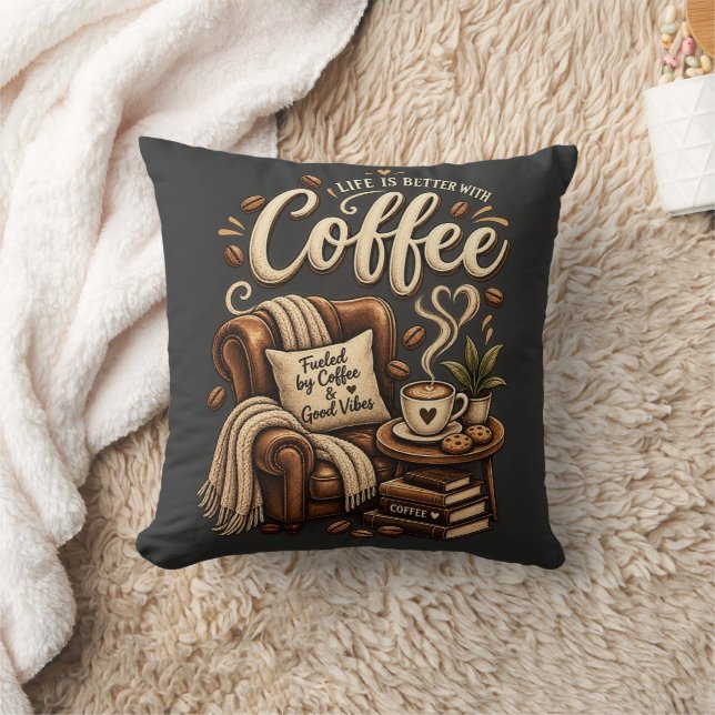 Koffieliefhebber – Het Leven Is Beter Met Koffie Kussen (Deken)