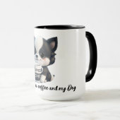 Koffieliefhebber Hondenliefhebber zwart en wit Mok (Voorkant rechts)