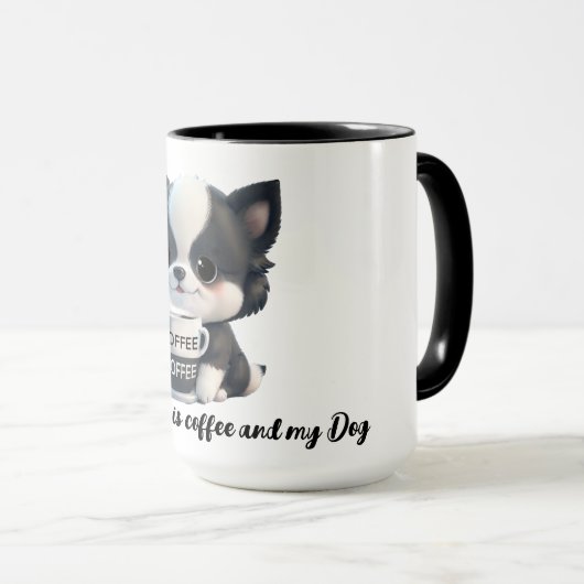 Koffieliefhebber Hondenliefhebber zwart en wit Mok (Voorkant rechts)