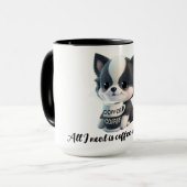 Koffieliefhebber Hondenliefhebber zwart en wit Mok (Voorkant links)