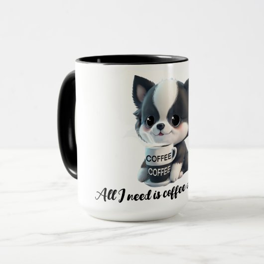 Koffieliefhebber Hondenliefhebber zwart en wit Mok (Voorkant links)