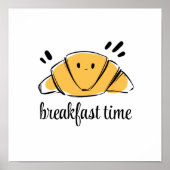 Koffieliefhebber Ink Schets Croissant Poster (Voorkant)