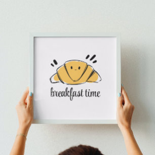 Koffieliefhebber Ink Schets Croissant Poster