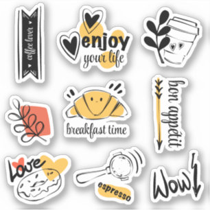 Koffieliefhebber Ink Schets Sticker