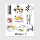 Koffieliefhebber Ink Schets Sticker (Vel)