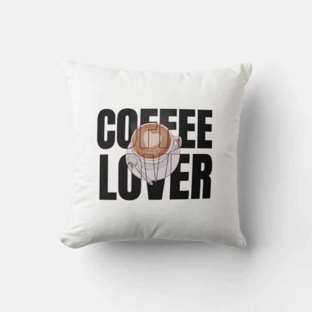 Koffieliefhebber – Koffieverslaafde Ochtend Caffeï Kussen (Voorkant)