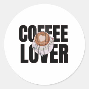 Koffieliefhebber – Koffieverslaafde Ochtend Caffeï Ronde Sticker