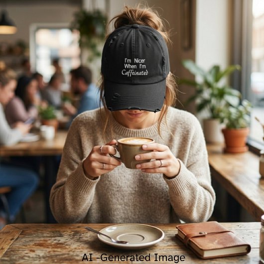 Koffieliefhebber met cafeïne geborduurde pet