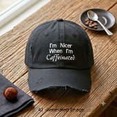 Koffieliefhebber met cafeïne geborduurde pet