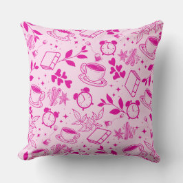Koffieliefhebber Modern  Roze Patroon Kussen