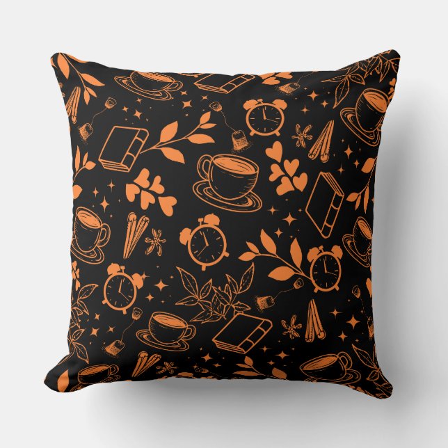 Koffieliefhebber Modern  rustiek sinaasappel Kussen (Voorkant)