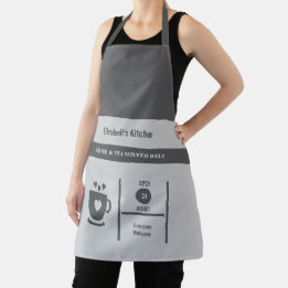 Koffieliefhebber naam keuken grijs schort