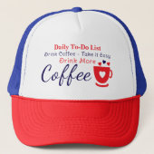 Koffieliefhebber neem het ervan red trucker pet (Voorkant)