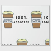 Koffieliefhebber Ontwerp 100% Verslaafde Cafeïne Cadeaupapier (Vlak)