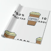 Koffieliefhebber Ontwerp 100% Verslaafde Cafeïne Cadeaupapier (Uitgerold)