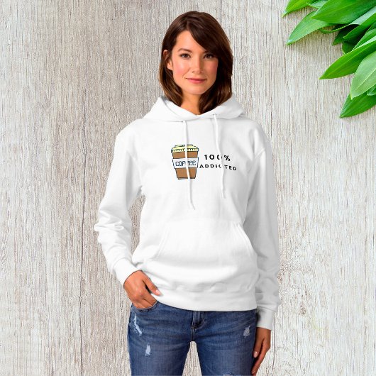 Koffieliefhebber Ontwerp 100% Verslaafde Cafeïne Hoodie
