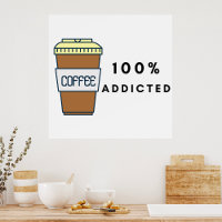 Koffieliefhebber Ontwerp 100% Verslaafde Cafeïne