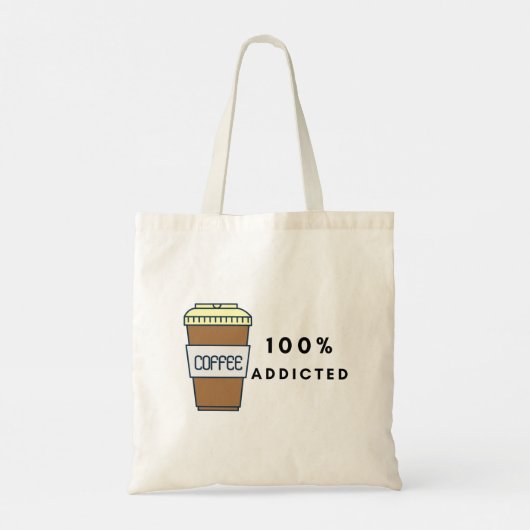 Koffieliefhebber Ontwerp 100% Verslaafde Cafeïne Tote Bag (Achterkant)