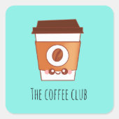 Koffieliefhebber Papier Cup Uniek Vierkante Sticker (Voorkant)