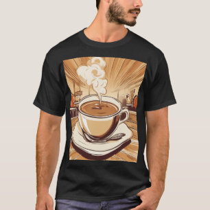 Koffieliefhebber Retro Diner Stoomende Kop Gift vo T-shirt