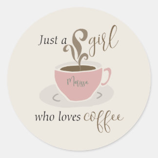 Koffieliefhebber Retro Style Gepersonaliseerd Scha Ronde Sticker