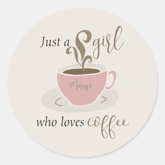 Koffieliefhebber Retro Style Gepersonaliseerd Scha Ronde Sticker (Voorkant)