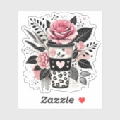 Koffieliefhebber Sticker, Floral Sticker (Vel)