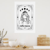 Koffieliefhebber Tarot Kaart Zodiac Astrologie Yog Poster (Keuken)