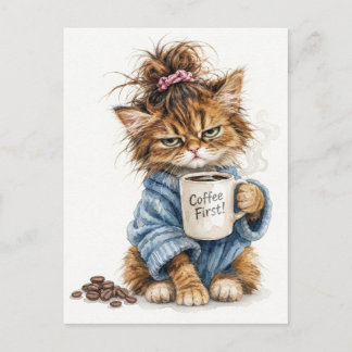 Koffieliefhebber voor een gezellige ochtend briefkaart