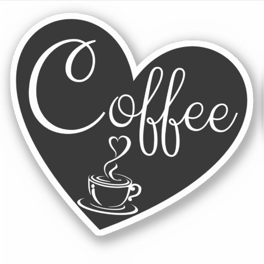 Koffieliefhebber - Zwarte Hart Liefde Sticker (Voorkant)