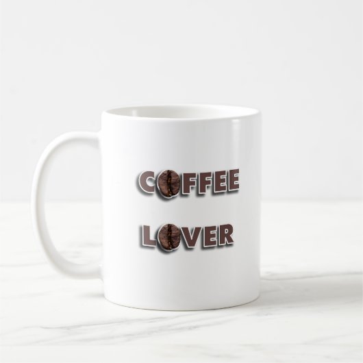 Koffieliefhebberdesign met echte bonen koffiemok (Links)