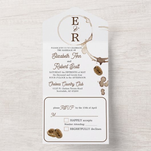 Koffieliefhebbers allemaal in één bruiloft uitnodi all in one uitnodiging (Binnen)