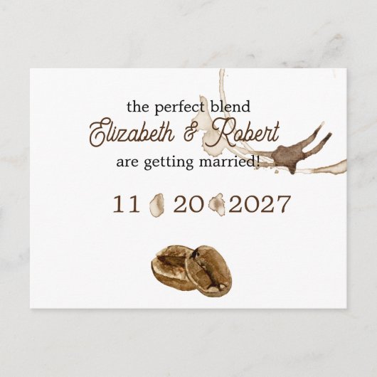 Koffieliefhebbers bewaren de datum aankondigingskaart (Voorkant)