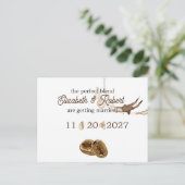 Koffieliefhebbers bewaren de datum aankondigingskaart (Staand voorkant)