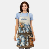 Koffieliefhebbers  blauw schort (Gedragen)