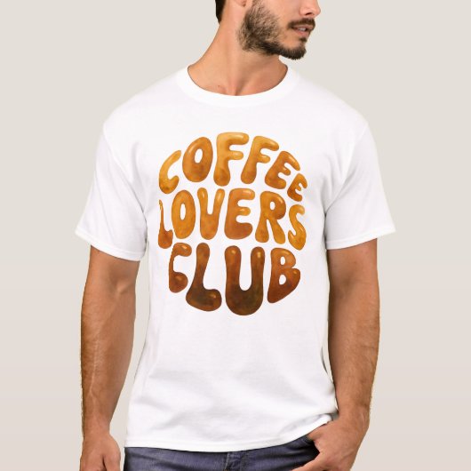 Koffieliefhebbers Club Wall Art, grillige typograf T-shirt (Voorkant)
