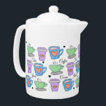 Koffieliefhebbers Container Tekeningspatroon Theepot<br><div class="desc">Kute koffieliefhebbers bekertjes van het liefdespatroon.</div>