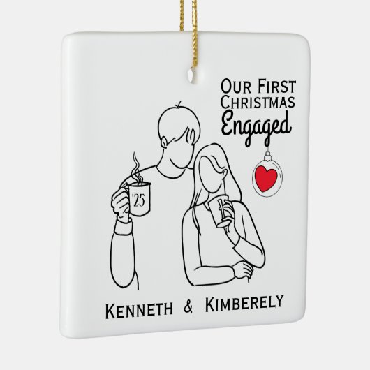 Koffieliefhebbers eerste kerst verloofd keramisch ornament (Rechts)