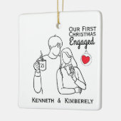 Koffieliefhebbers eerste kerst verloofd keramisch ornament (Links)