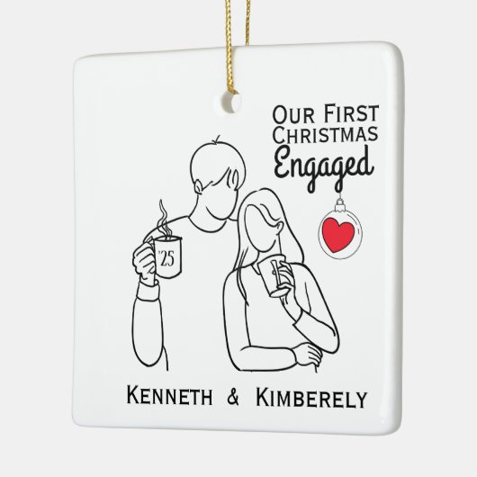 Koffieliefhebbers eerste kerst verloofd keramisch ornament (Links)