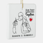 Koffieliefhebbers eerste kerstdag samen keramisch ornament (Rechts)