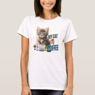 Koffieliefhebbers en katten t-shirt