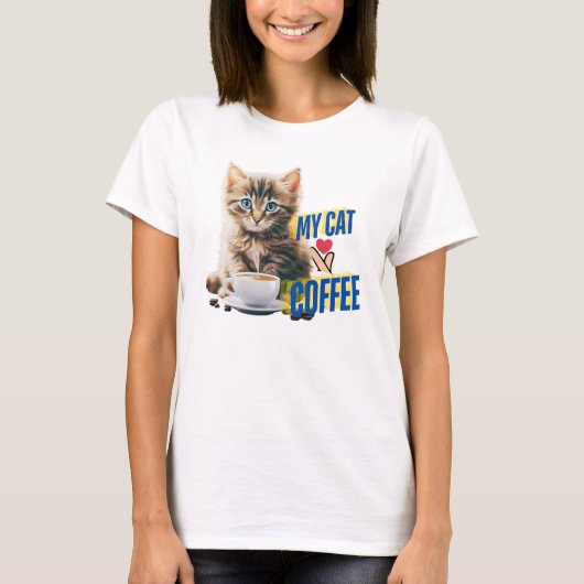 Koffieliefhebbers en katten t-shirt (Voorkant)