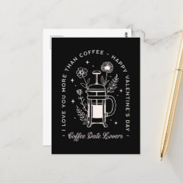 Koffieliefhebbers grappige Valentijnsdag zwart Briefkaart