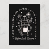 Koffieliefhebbers grappige Valentijnsdag zwart Briefkaart (Voorkant)